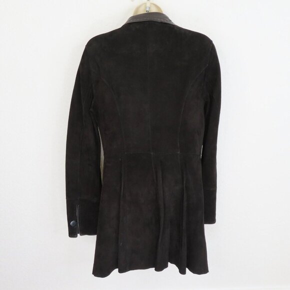 Calzaiuoli Womens 42 Italy Black Genuine Leather Reversible Button Jacket Coat - Picture 3 of 11